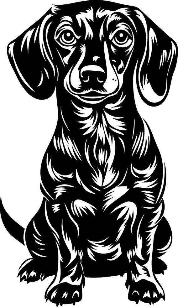 Dachshund Dog Illustration Black and White Design for Tattoos and Art Projects vector