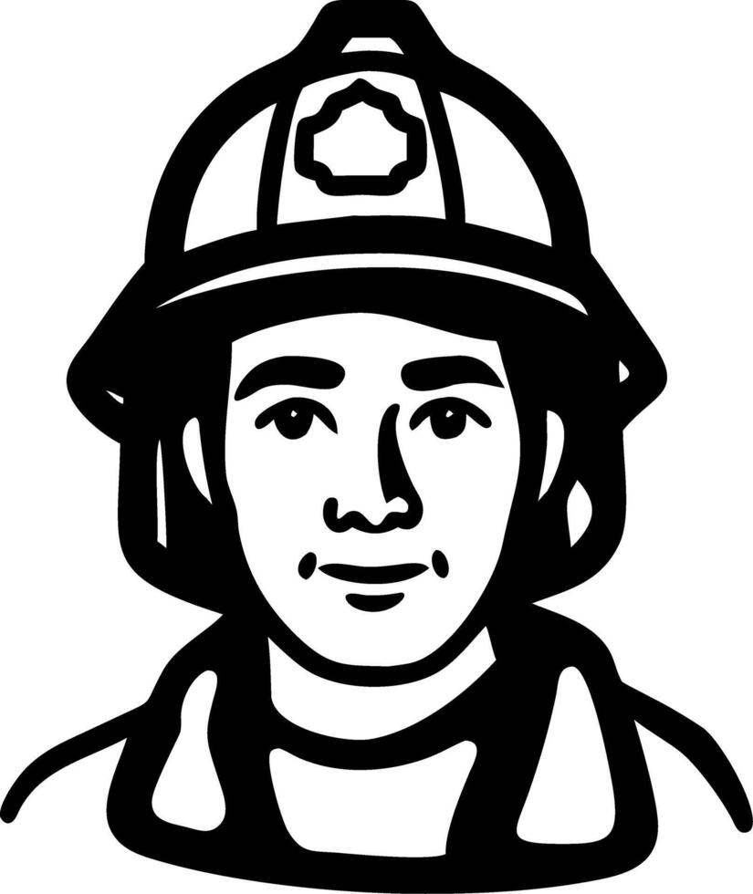 Firefighter Portrait Illustration for Safety Education and Coloring Books vector