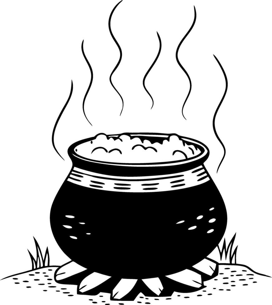 Boiling Cauldron for Halloween Decorations and Witchcraft Themes vector