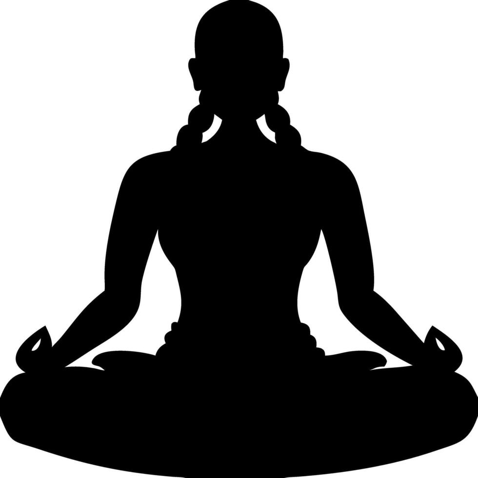 Silhouette Meditation Woman in Lotus Pose for Yoga Wellness Design vector
