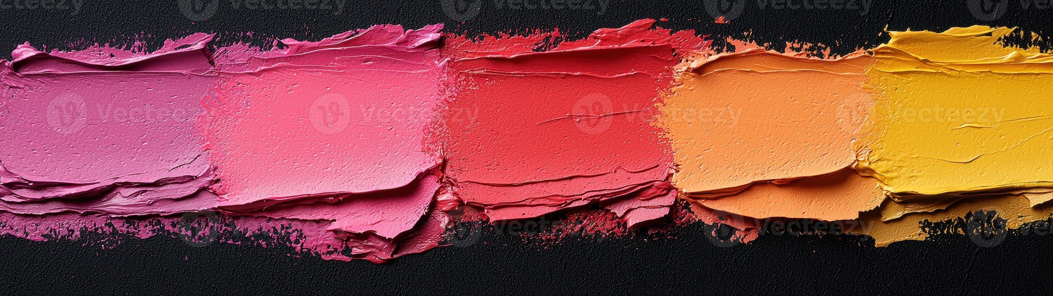 Close up of vibrant color swatches, paint texture, gradient, abstract background photo