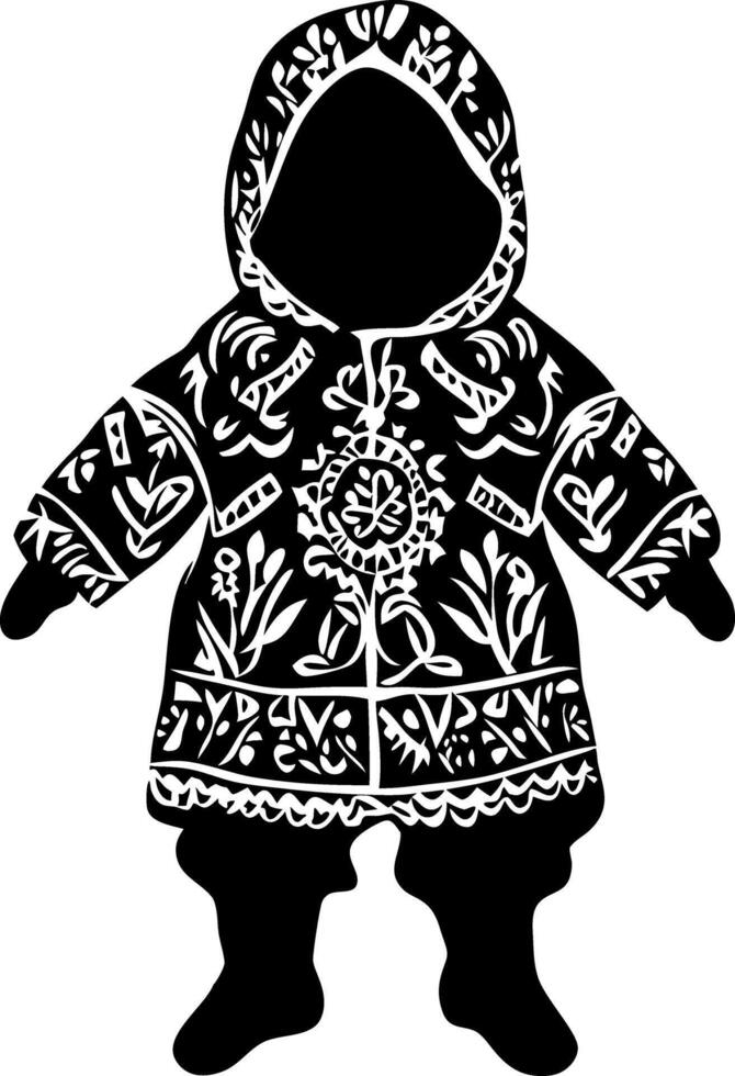 Intricate Floral Pattern Baby Snowsuit Design for Craft Projects vector