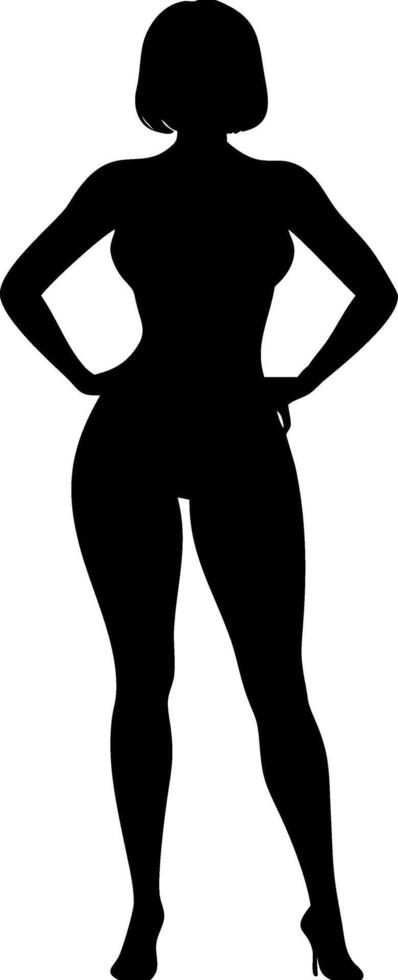 Female Silhouette Hands on Hips Standing Pose Illustration vector