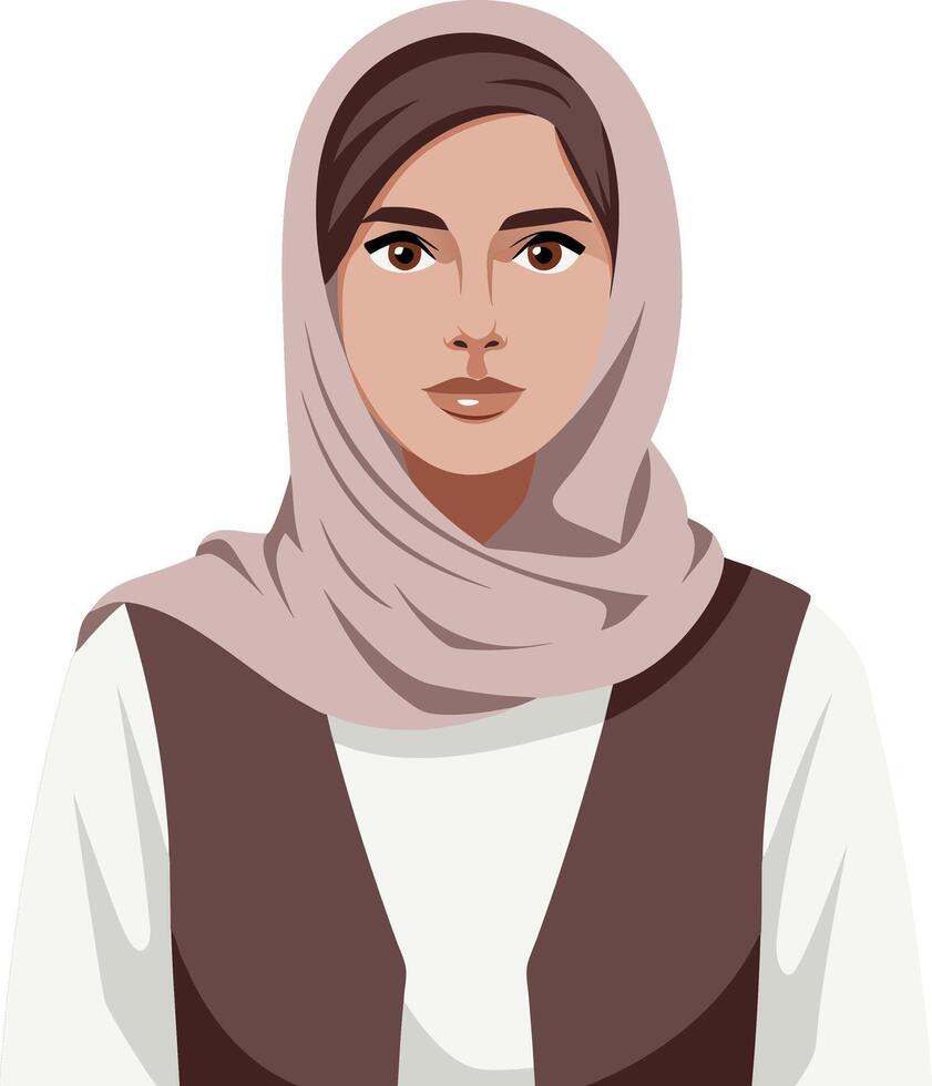 Young Woman in Hijab Portrait for Multi-Purpose Design vector