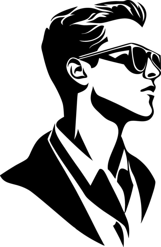 Stylish Retro Man Silhouette with Sunglasses Illustration vector