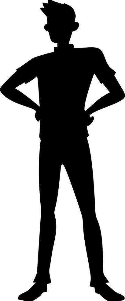 Confident Young Male Silhouette Hands on Hips Art for Design and Illustration vector