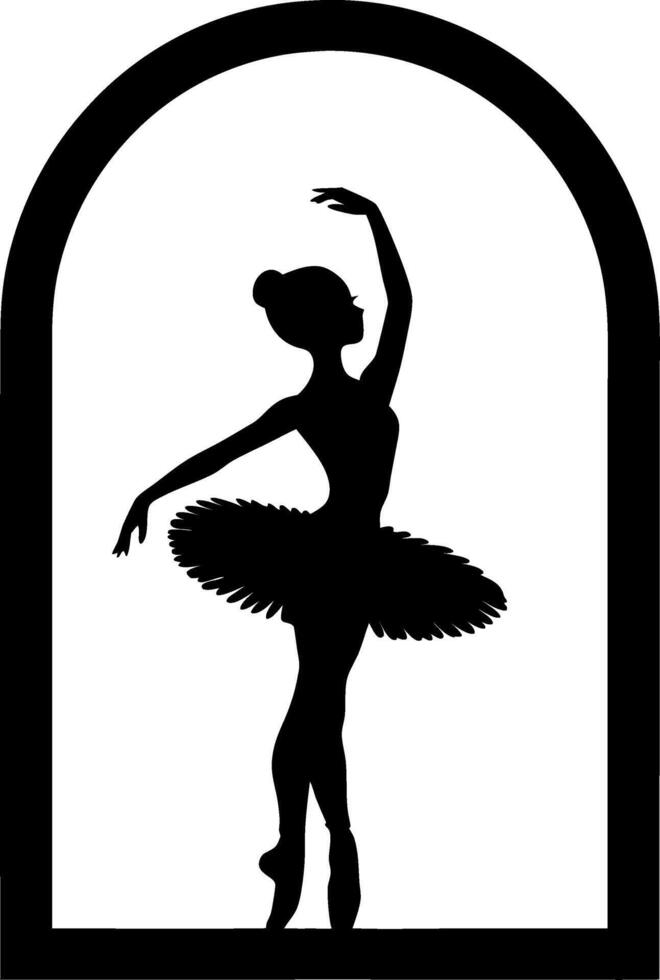 Elegant Ballerina Silhouette in Dancing Pose Archway Art vector