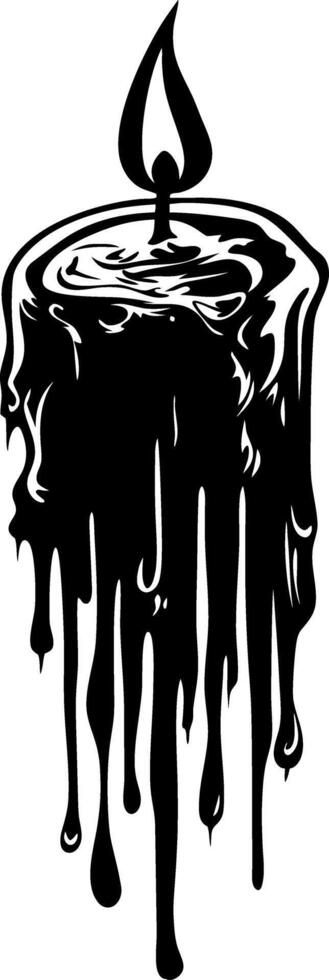 Dripping Wax Candle Silhouette with Flame Art Design vector