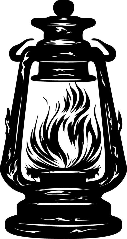 Vintage Lantern Silhouette with Flames Illustration for Crafting and Design vector
