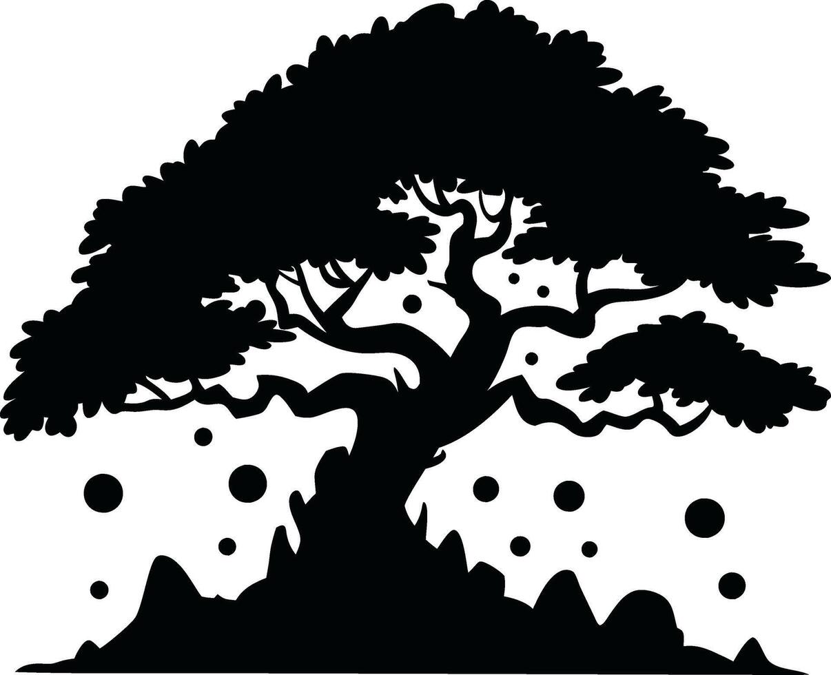 Majestic Bonsai Tree Silhouette Isolated on Subtle Background for Art and Design vector