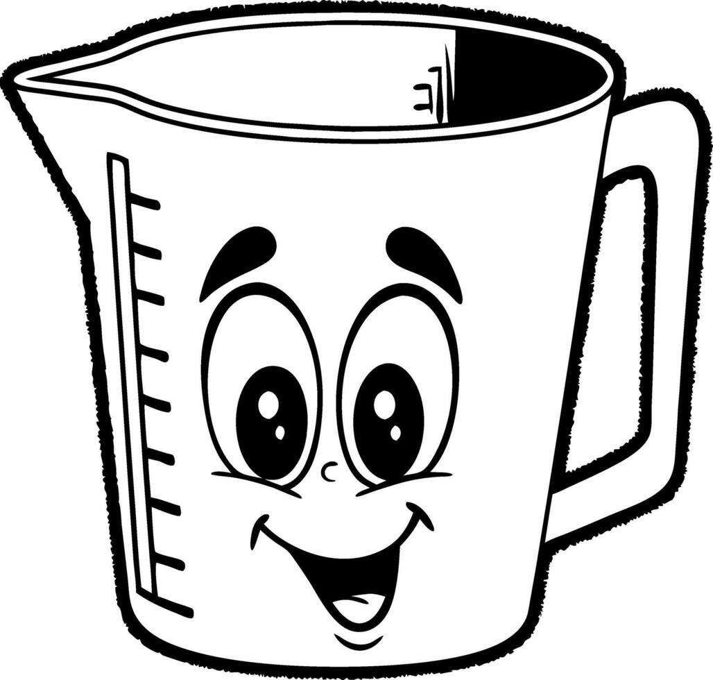 Cute Smiling Measuring Cup Cartoon for Kids Books and Kitchen Decor vector