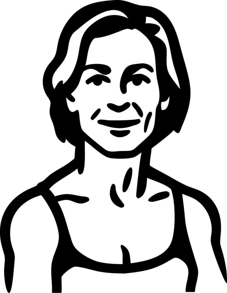 Portrait Female Character Outline Simple Illustration vector