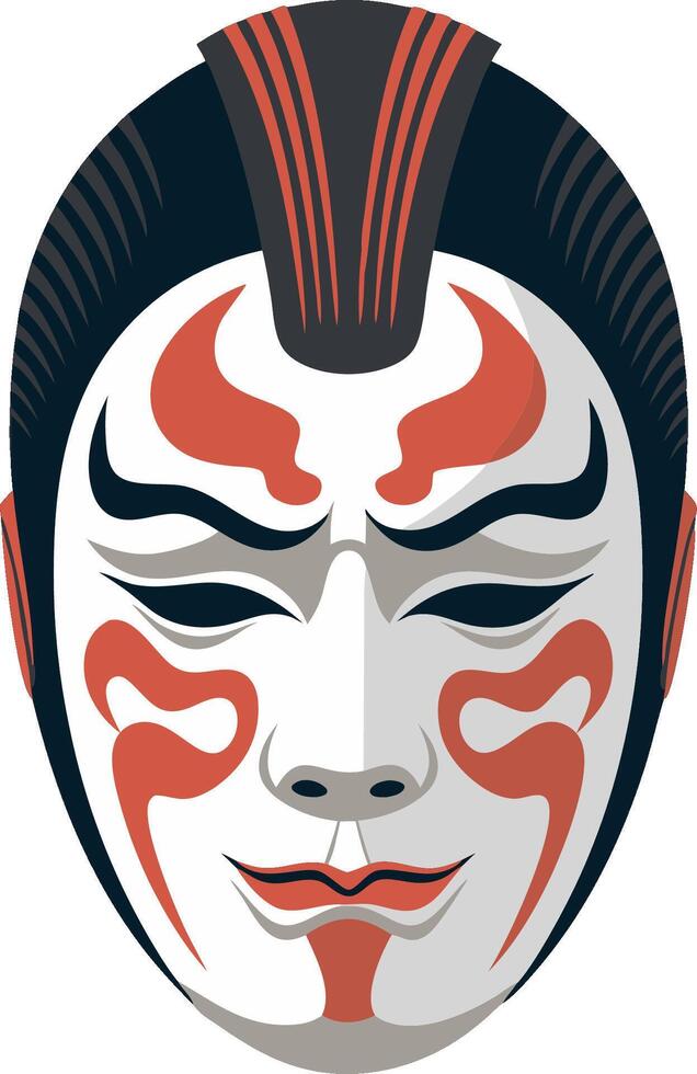 Traditional Japanese Kabuki Mask Art for Cultural Design and Decoration vector