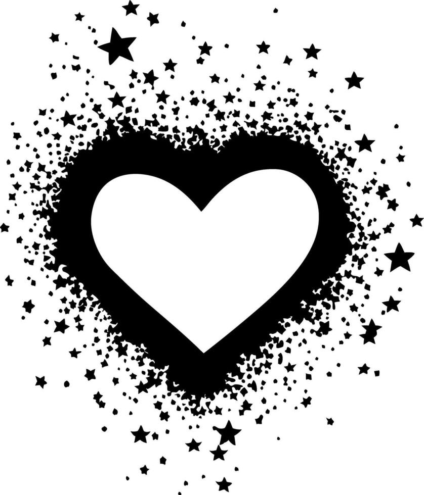 Heart Silhouette Surrounded by Starburst Art for Creative Designs vector