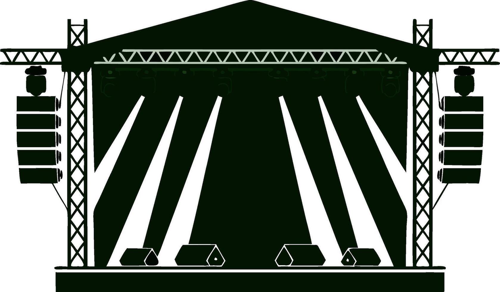 Concert Stage Lights and Audio Equipment Illustration for Event Design vector