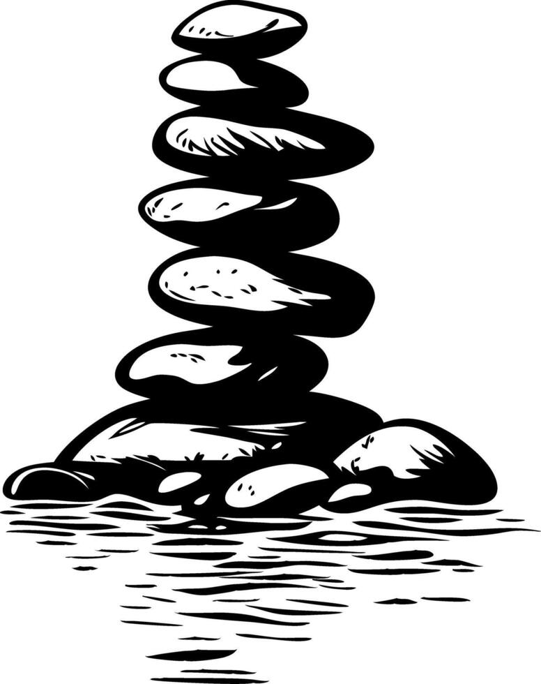 Stacked River Stones Zen Balance Illustration for Meditation Art vector