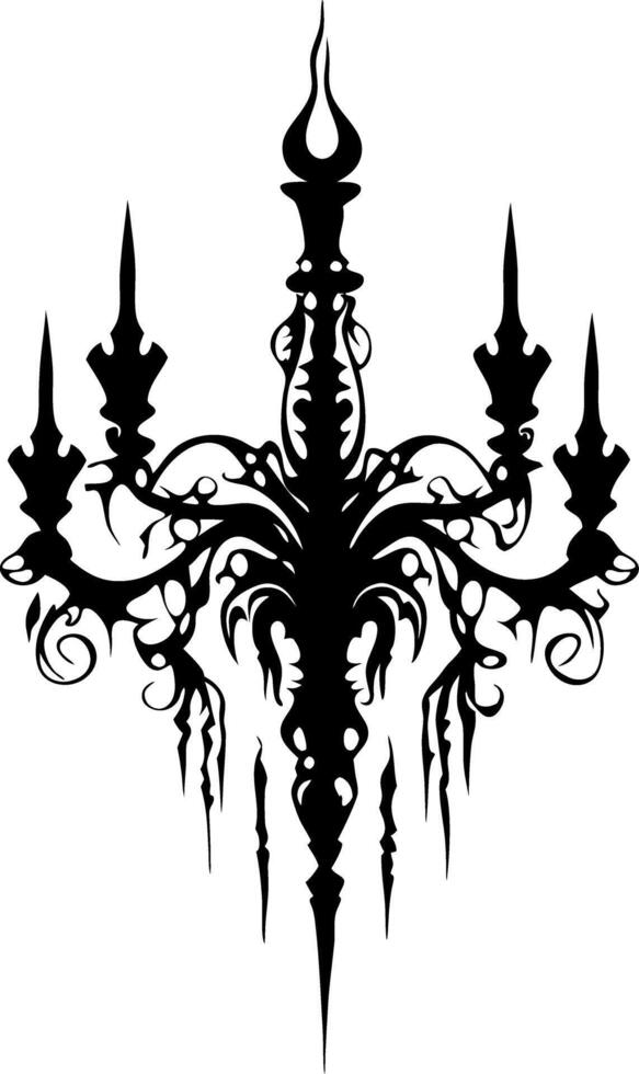 Intricate Ornate Chandelier Silhouette Design for Tattoo and Art Projects vector