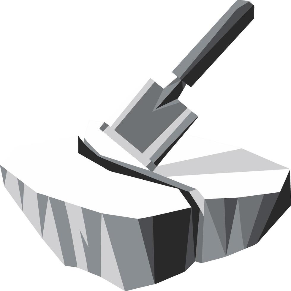 Geometric Low-Poly Stone Hammer for Design and Education vector