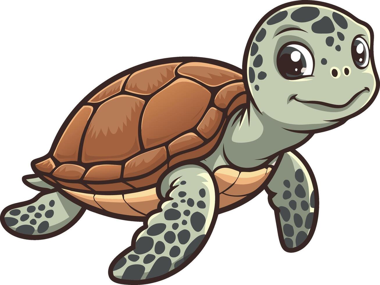 Cute Cartoon Turtle Illustration for Kids Art and Education vector