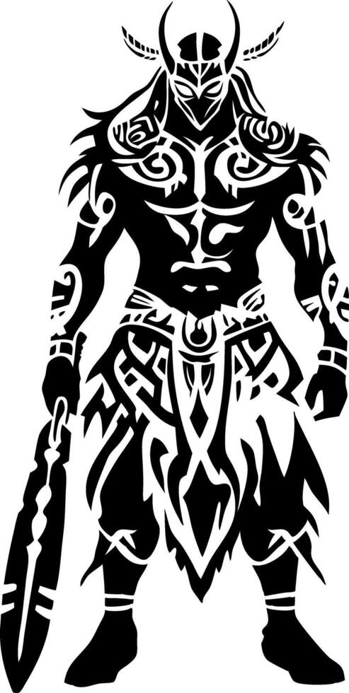 Tribal Warrior Silhouette for Tattoo and Graphic Design vector