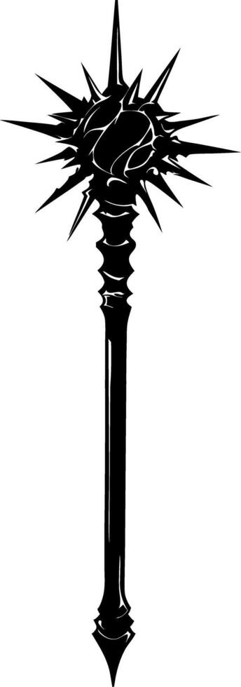 Medieval Spiked Mace Weapon Illustration for Tattoo or Game Design vector