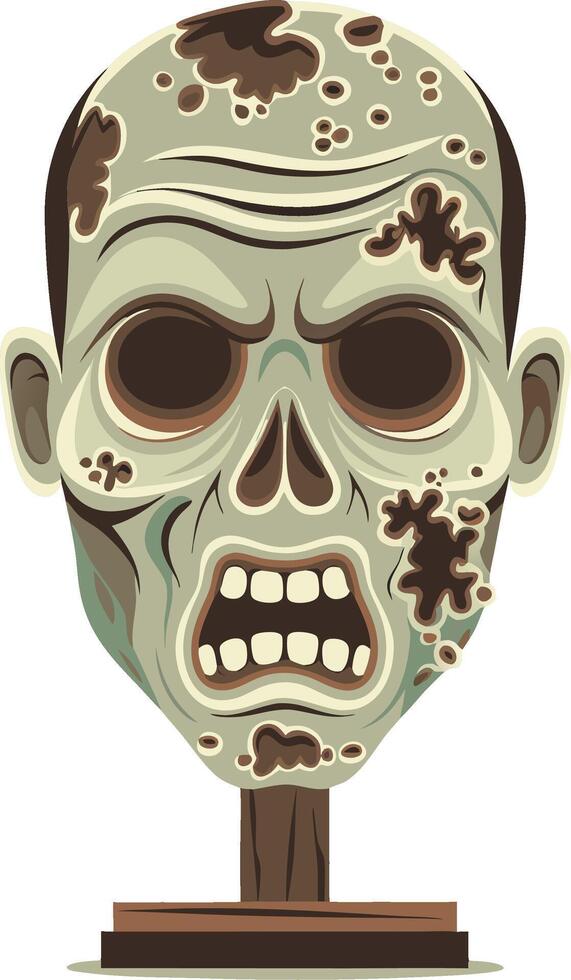 Creepy Zombie Bust Illustration for Halloween Design and Decorations vector