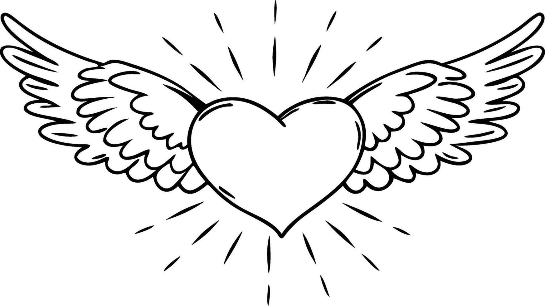Winged Heart Design Symbol of Love and Freedom Art vector