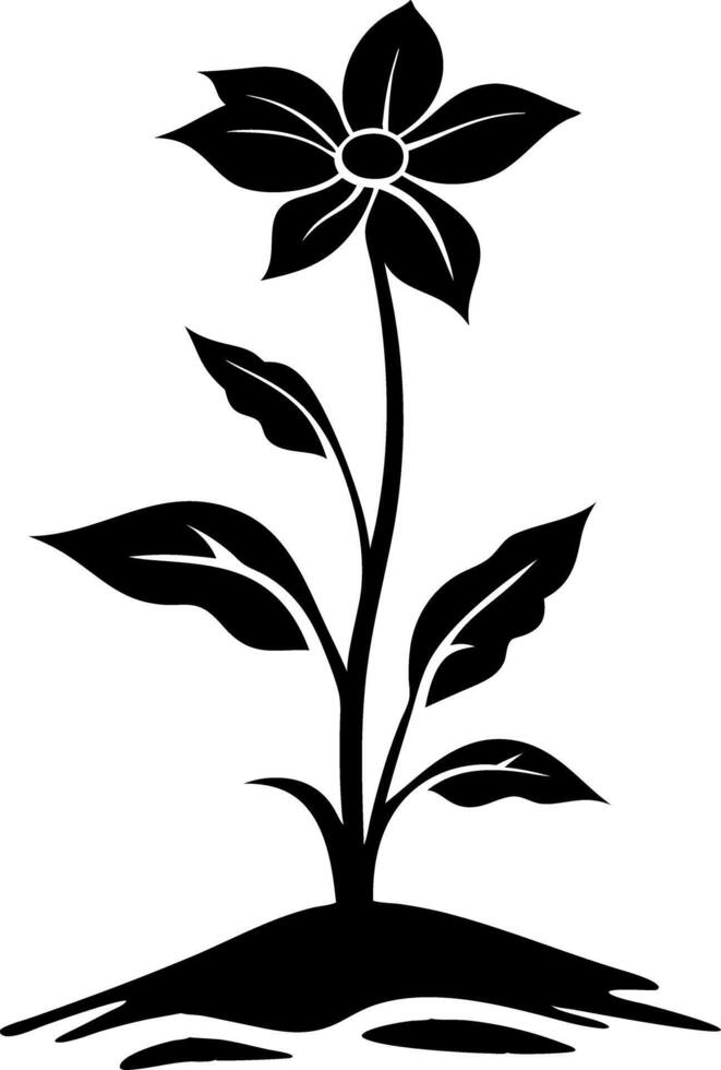 Simple Floral Silhouette Design for Art Crafts and Tattoos vector