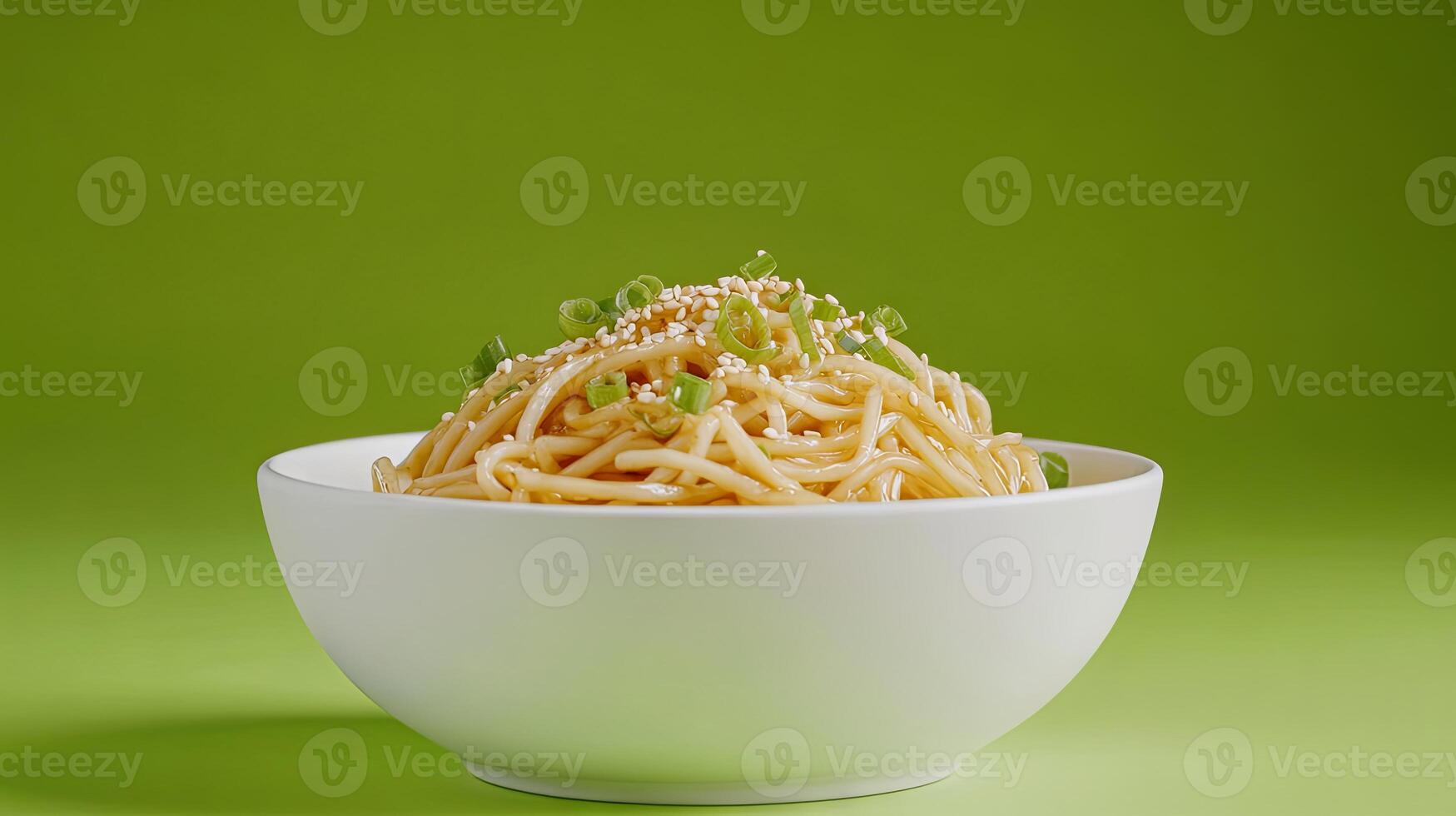 Scrumptious Asian Noodles Dish with Sesame and Green Onions photo