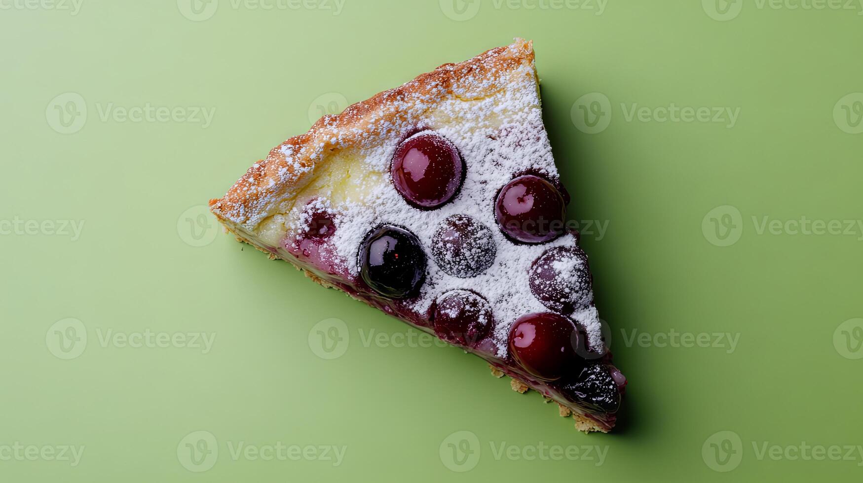 A Delectable Slice of Cherry Tart with a Creamy Filling photo