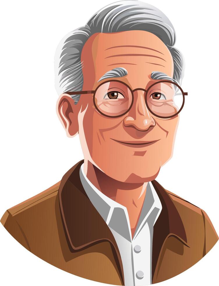 Elderly Man Smiling Illustration for Character Design and Branding vector