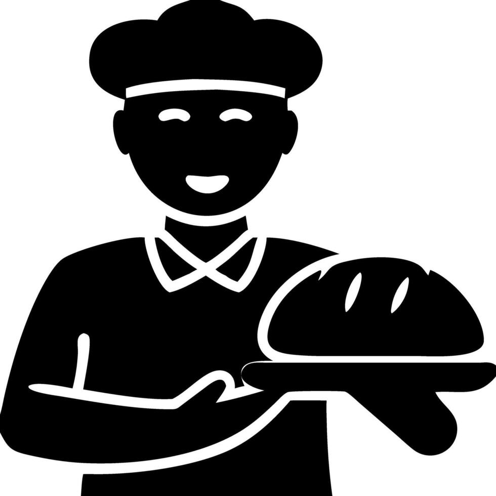Chef Holding Bread Illustration Symbolizing Culinary Arts vector