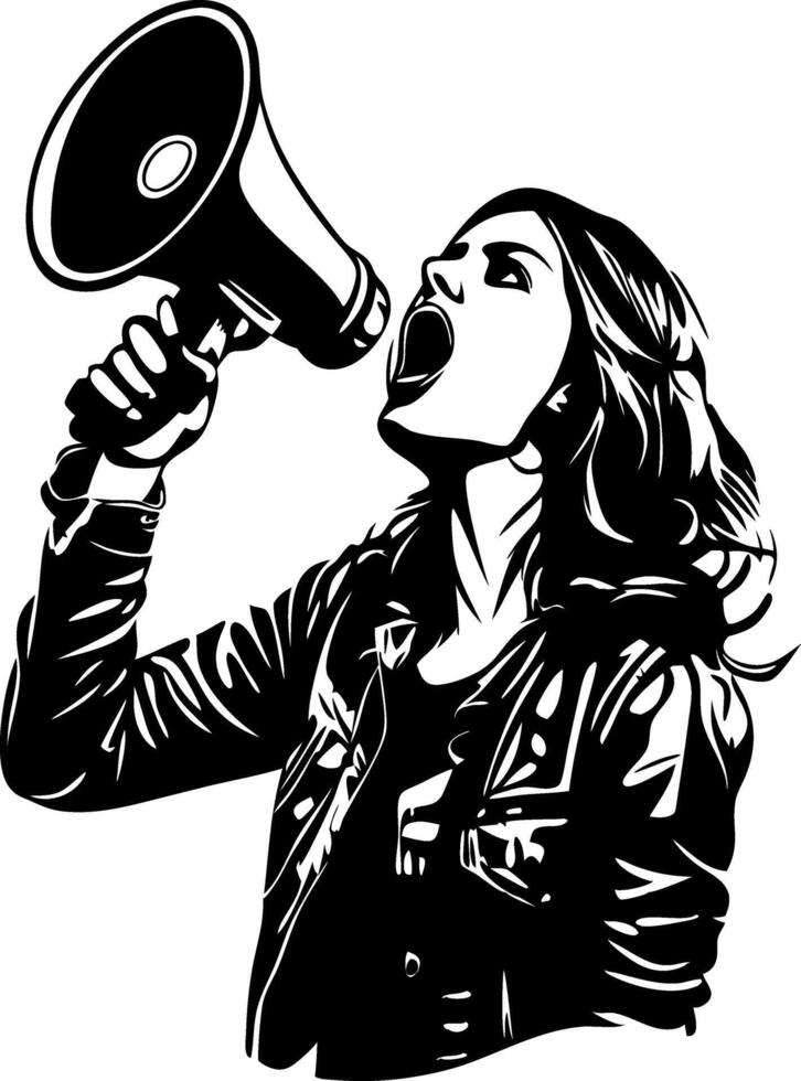 Illustration Woman Shouting Megaphone Protest Activism Graphic Art vector