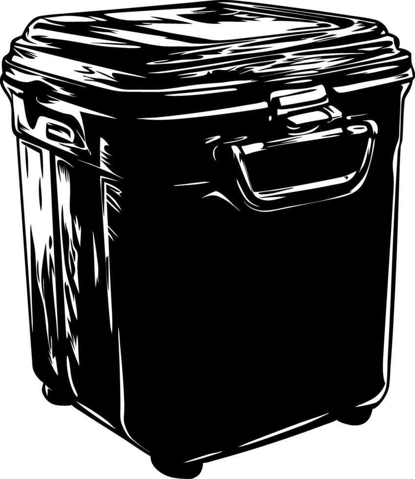 Black Plastic Trash Bin Illustration for Waste Management Graphics vector