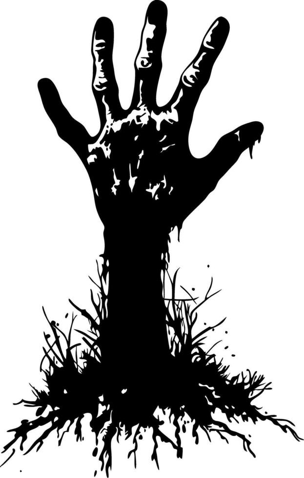 Zombie Hand Emerging from Ground Spooky Halloween Illustration vector
