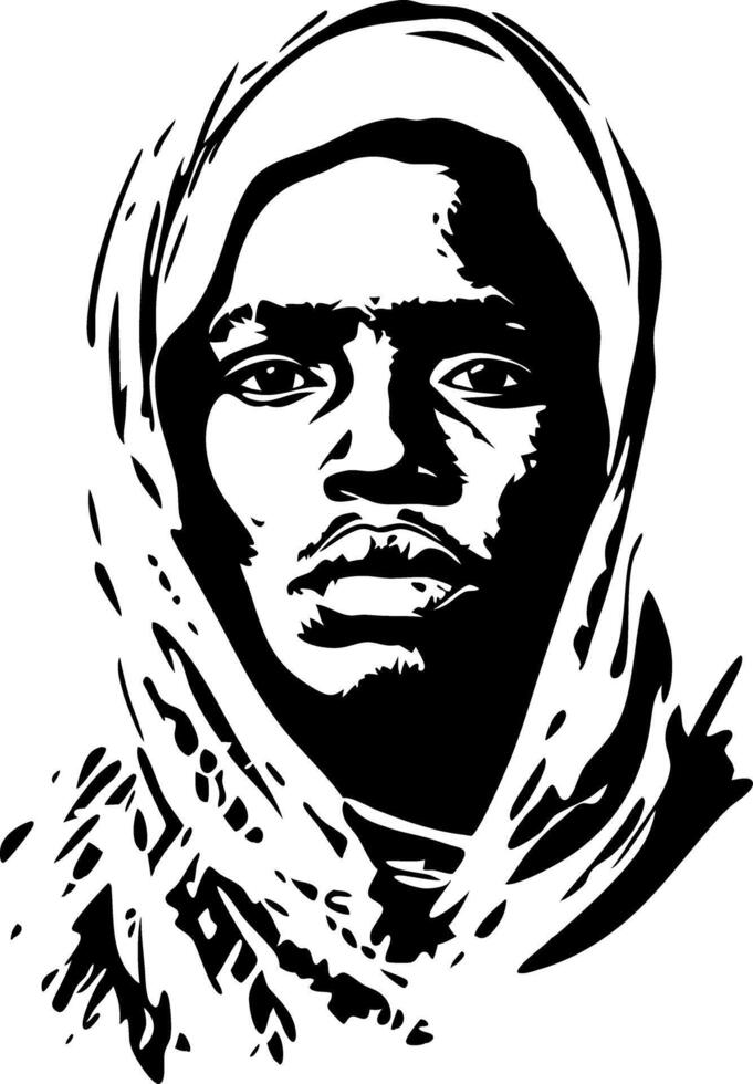 Bold Expressionistic Portrait of Man in Hood Art for Artistic Projects vector