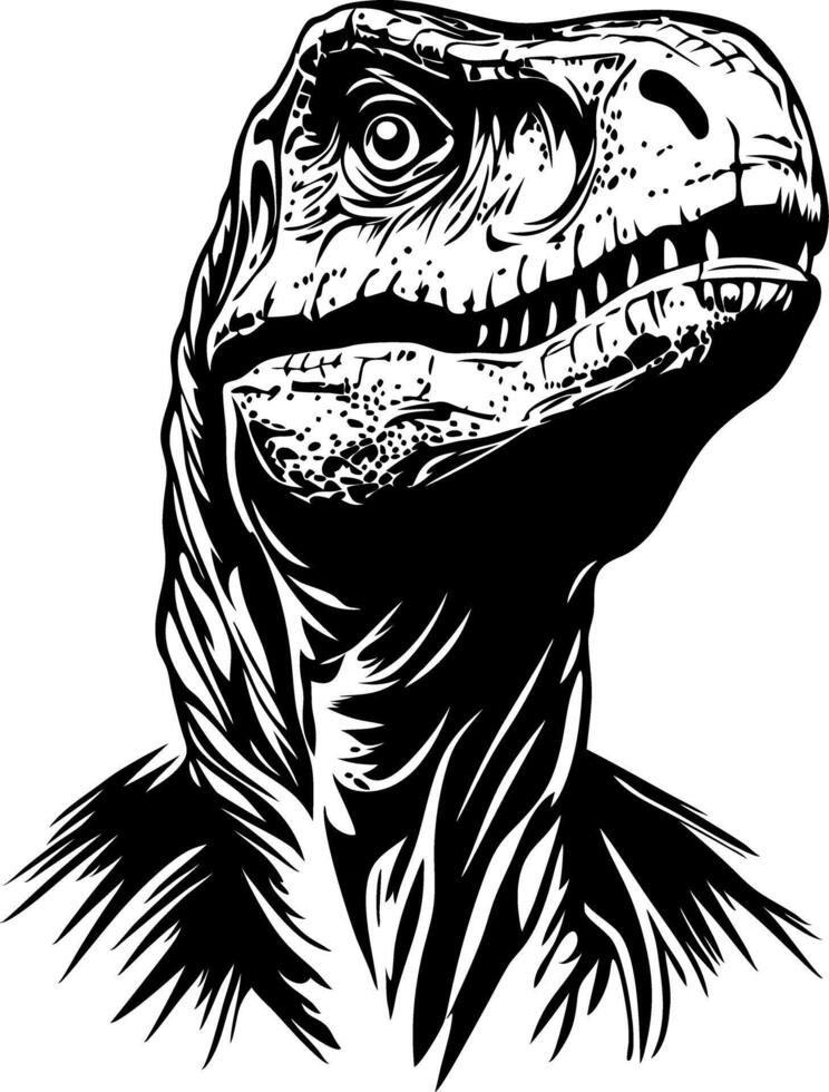 Fierce Dinosaur Head Art Jurassic Era Illustration for Tattoos and Graphic Design vector