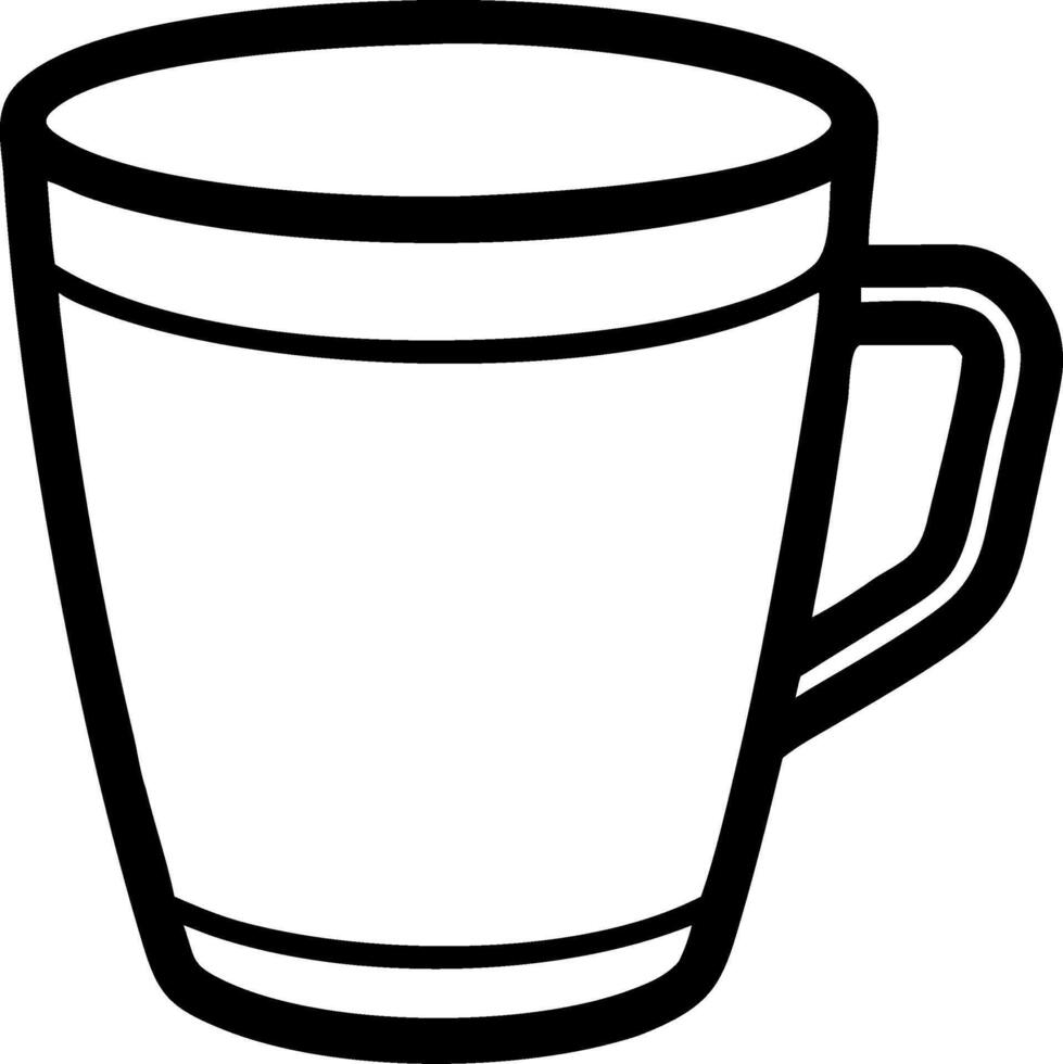 Black Outline Coffee Mug Simple Design for Graphic Projects and Illustrations vector