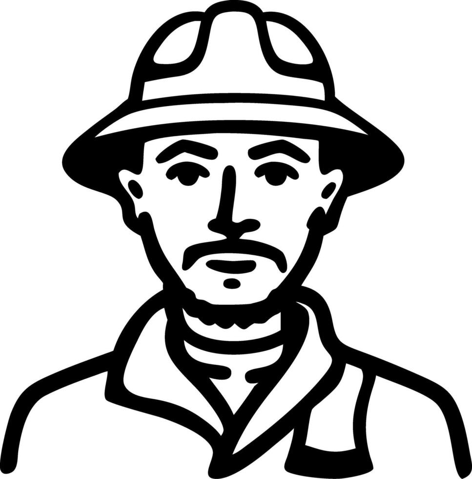 Vintage Explorer Portrait Illustration in Black and White Style vector