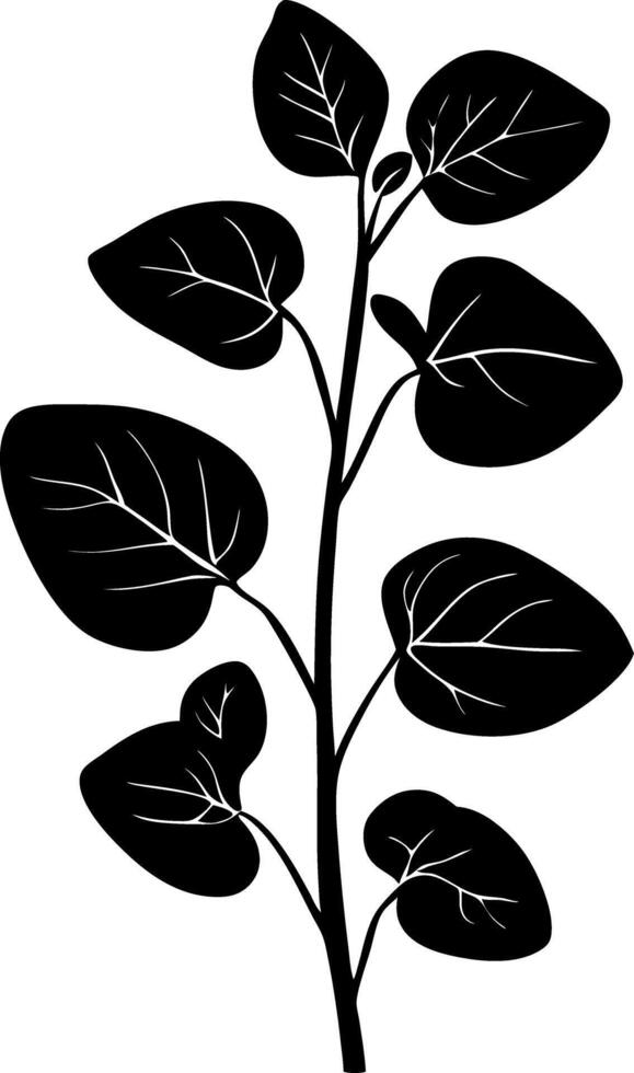 Black Silhouette Leafy Plant Branch Design for Decoration and Art vector