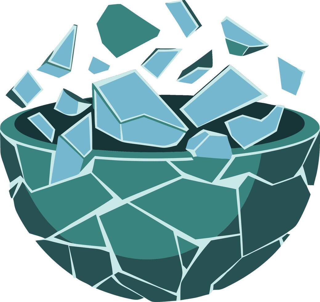 Broken Geometric Bowl Abstract Modern Art Symbolizing Fragility and Transformation vector