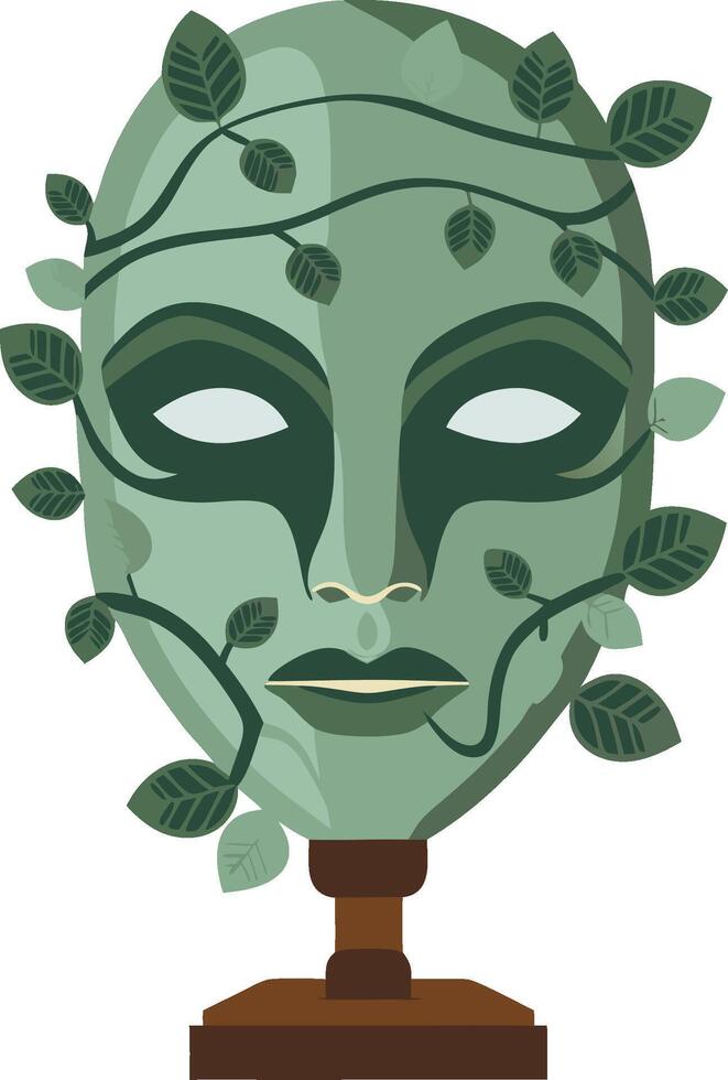 Green Botanical Mask with Ivy Vines Illustration for Nature Themes vector