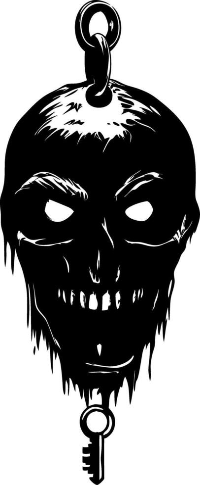 Creepy Skull Art with Key Pendant for Tattoo and Decoration vector
