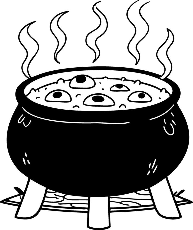 Spooky Witch Cauldron Bubbling Potion Halloween Illustration vector