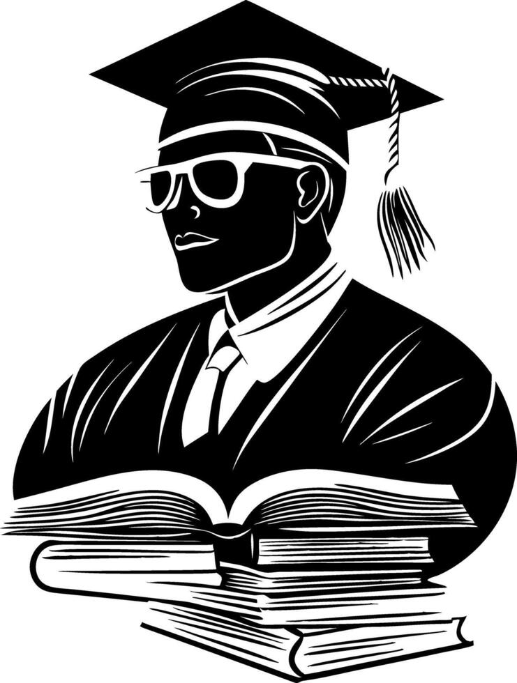 Graduate with Cap and Books Illustration for Education and Academic Success Themes vector