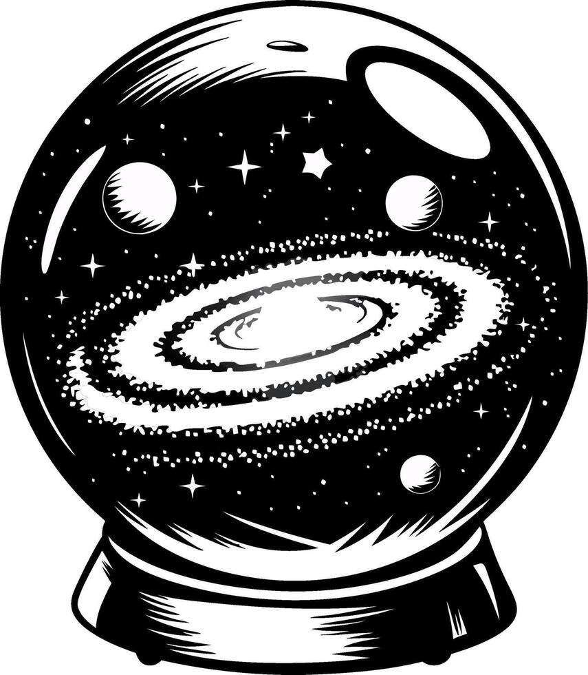 Mystical Universe in Glass Globe Illustrative for Spiritual Designs vector