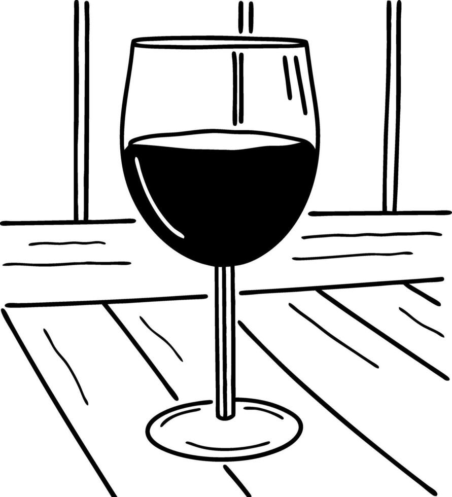 Wine Glass Line Art Simple Design for Coloring Book or Home Decor vector