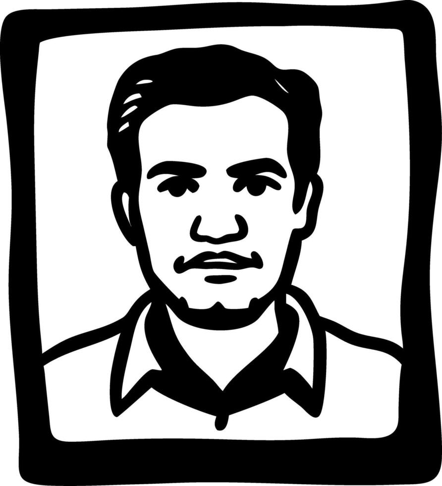 Black and White Male Portrait Sketch with Bold Outline for Illustrations and Graphic Design vector