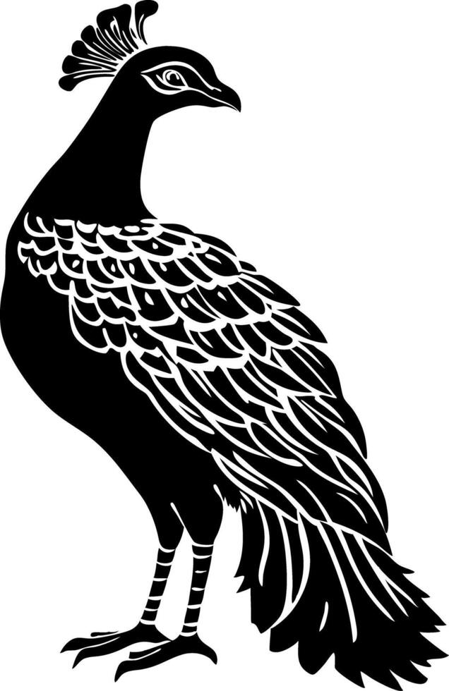 Elegant Peacock Silhouette Artwork for Tattoos and Design Projects vector
