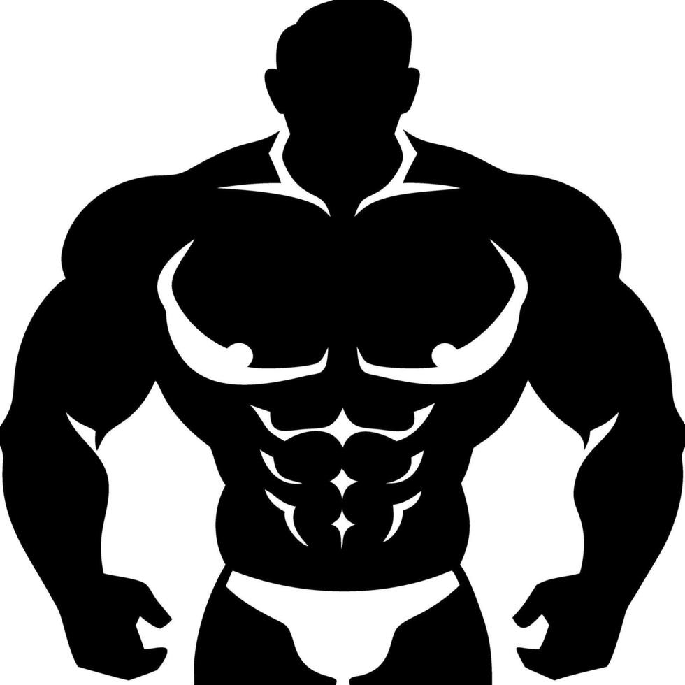 Muscular Bodybuilder Silhouette Illustration for Fitness and Gym Design Projects vector